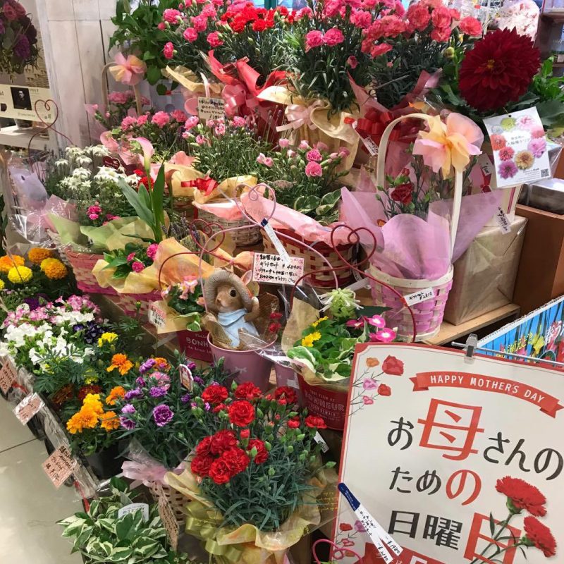 母の日前 店頭風景